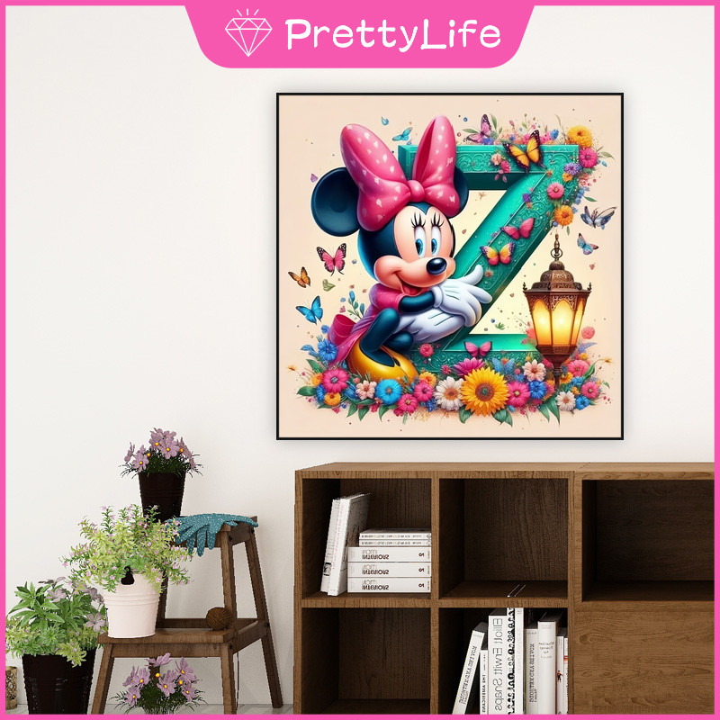 PL การ์ตูน Mickey Mouse Minnie ตัวอักษร 5D เพชรจิตรกรรมชุดคริสตัล Cross Stitch Full Diamond Home Wall ตกแต่ง 30x30 ซม./40x40 ซม./50X50 ซม. - รูปที่ 2