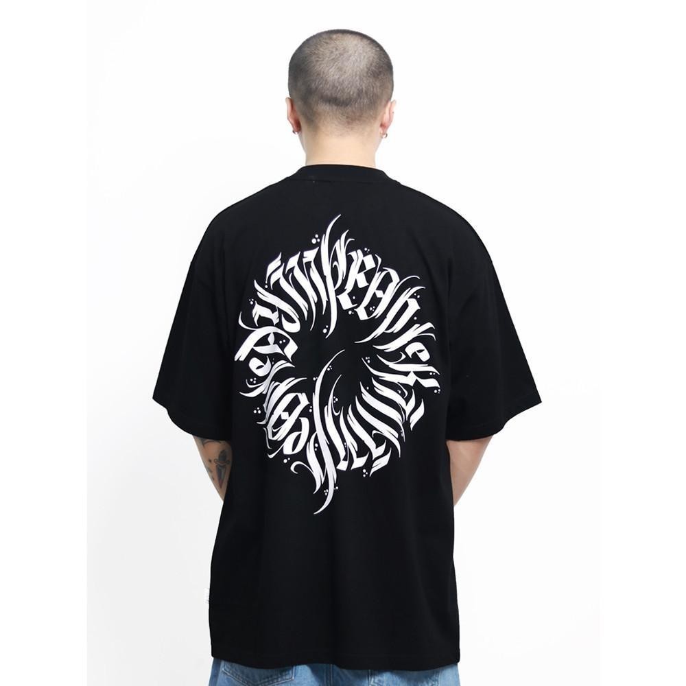 【XRP】เสื้อยืดแขนสั้นคอเล็กแขนสั้นลายดอกไม้แบบวงกลมสไตล์ชิคาโน่ตะวันตกฮิปฮอปสตรีทแดนซ์แร็พ