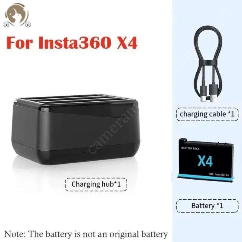 สําหรับ Insta 360 X4 2500mAh แบตเตอรี่ลิเธียมแบบชาร์จไฟได้, เครื่องชาร์จแบตเตอรี่ 3 ช่อง Amagisn