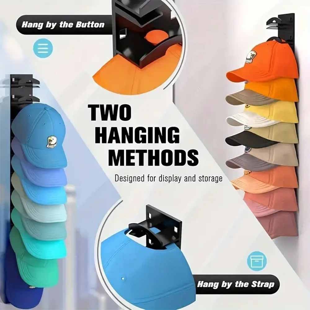 Wall Mounted Cap Rack Heavy Duty Hat Rack Multi-Tier Baseball Cap Display Shelf