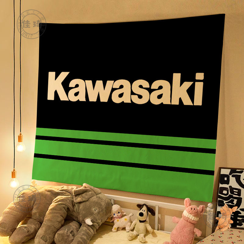ผ้าแขวนโลโก้มอเตอร์ไซค์ Ducati Kawasaki ผ้าตกแต่งคลับมอเตอร์ไซค์ ผ้าพื้นหลัง ผ้าฉากหอพักชาย