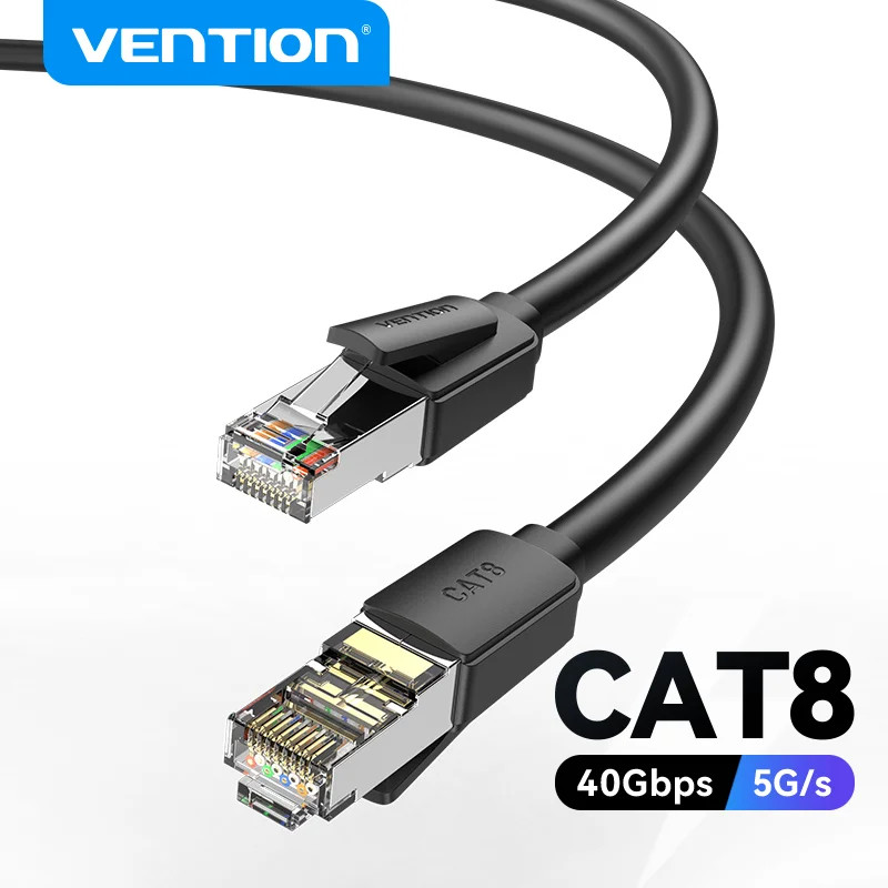 Vention CAT8 สายอีเธอร์เน็ตสําหรับแล็ปท็อปเราเตอร์ PS 5/4 40Gbps 2000MHz CAT 8 เครือข่ายสาย Lan