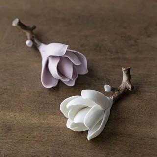 แมกโนเลียดอกพลัมผู้ถือแปรงเซรามิกผู้ถือปากกาชาสัตว์เลี้ยงธูป…