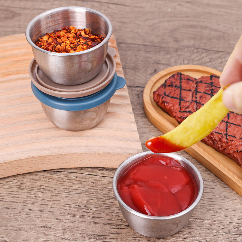 ถ้วยซอสขนาดเล็กสแตนเลส-ชามเครื่องเทศ-ป้องกันการรั่วกันฝุ่น-ภาชนะใส่สลัด-บนโต๊ะอาหารในครัว-พร้อมฝาปิดผนึก-กล่องปรุงรส-จานน้ําจิ้มอาห - รูปที่ 4