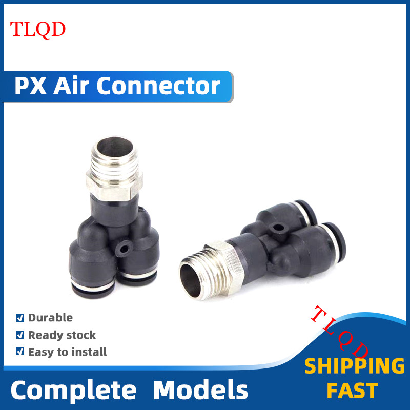 Y สไตล์ Push In ฟิตติ้ง Pneumatic Quick Connector PX Tube OD 4 6 8 10 12 มม.ขนาดเกลียวชาย M5 1/8 1/4