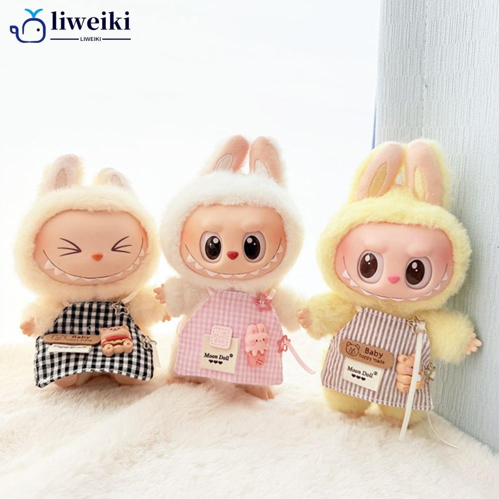 Liweki เสื้อผ้าสําหรับ 17 ซม. Labubu เสื้อผ้าแฟชั่นผ้ากันเปื้อนการ์ตูนสบาย Miniature เสื้อผ้าตุ๊กตา 