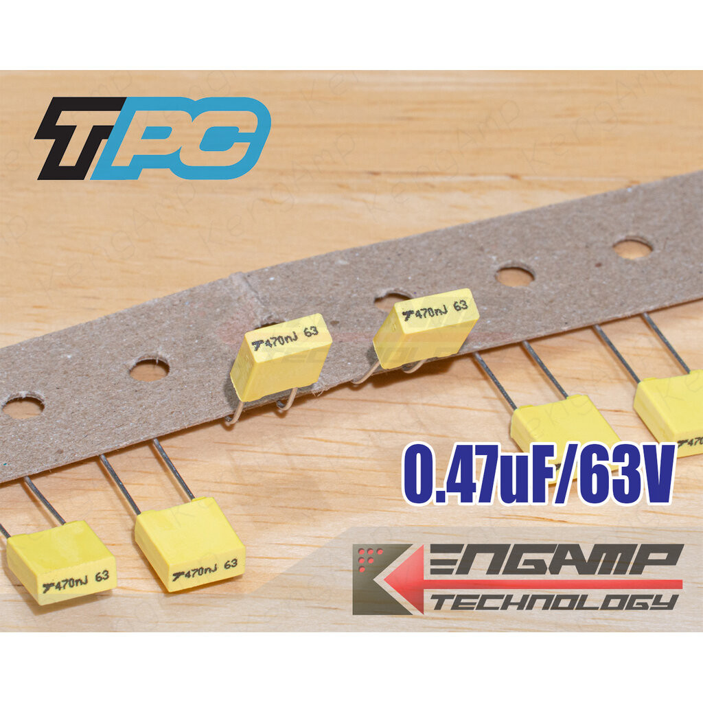 (10ตัว) [F-CAP] 0.47uF/63V 470nJ63V TPC 5% 3x7.5 H8mm P=5mm
