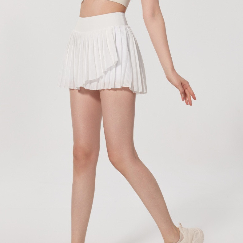 Fly Yoganude กระโปรงสั้นโยคะต้านเชื้อแบคทีเรียจีบปลอมสองชิ้นป้องกันการสัมผัสเรียงรายกระโปรงเทนนิสกอล์ฟ - รูปที่ 3