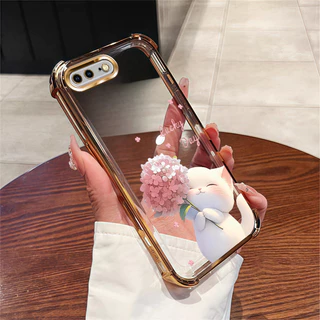 เคสสําหรับ iPhone 6 6S 7 8 PLUS เคสโทรศัพท์ Lucky Cat สี่มุมซิลิโคน TPU โปร่งใส Soft Shell XYM