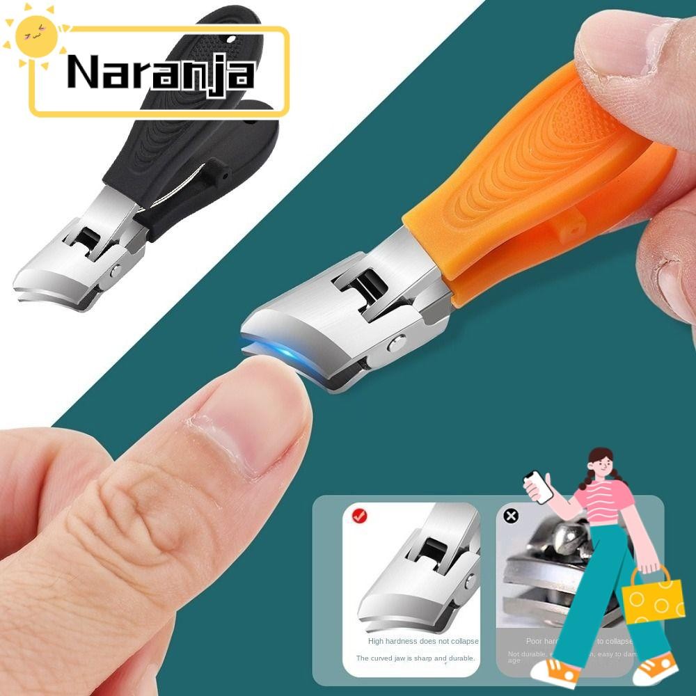 NARANJA กรรไกรตัดเล็บป้องกันน้ํากระเซ็นเอียง,ปากเฉียงปากกว้างเปิดกรรไกรตัดเล็บโค้ง, สแตนเลสทนทานใบมีดเฉียงเล็บเครื่องมือผู้หญิงผู้ชาย