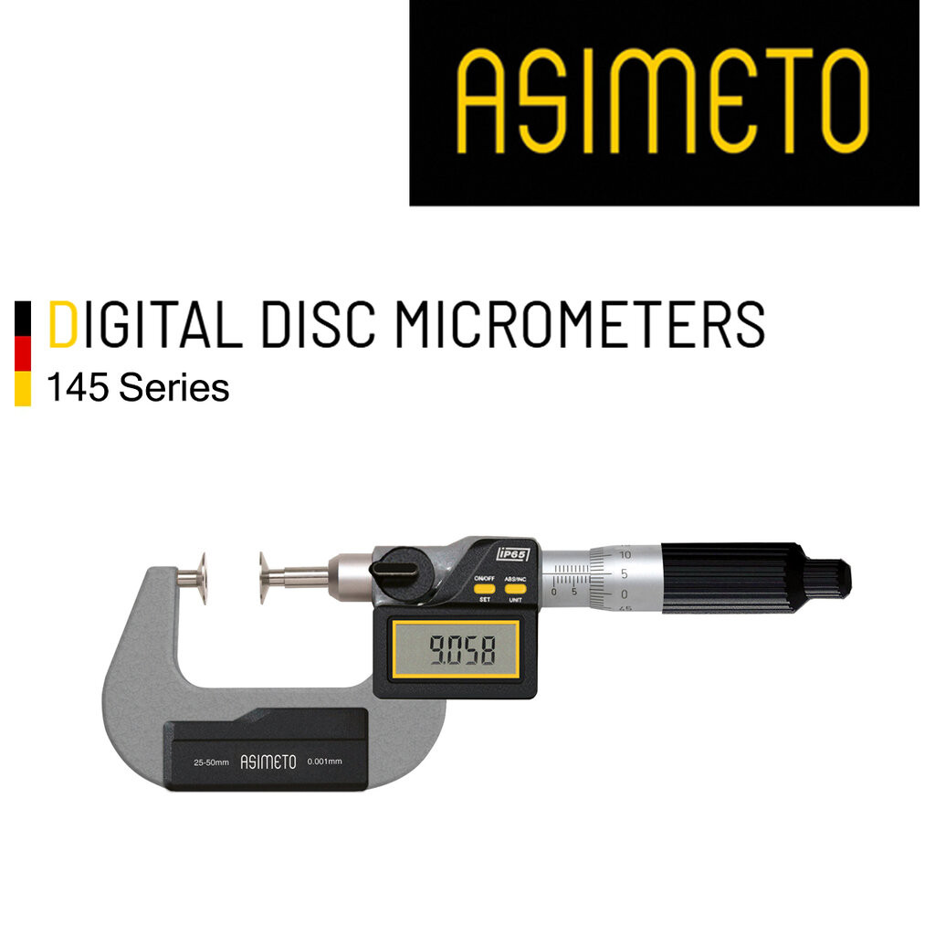 Asimeto ไมโครมิเตอร์ปากวัดแบนแบบจาน ดิจิตอล Digital Disc Micrometer 0-25 mm, 25-50 mm, 50-75 mm, 75-