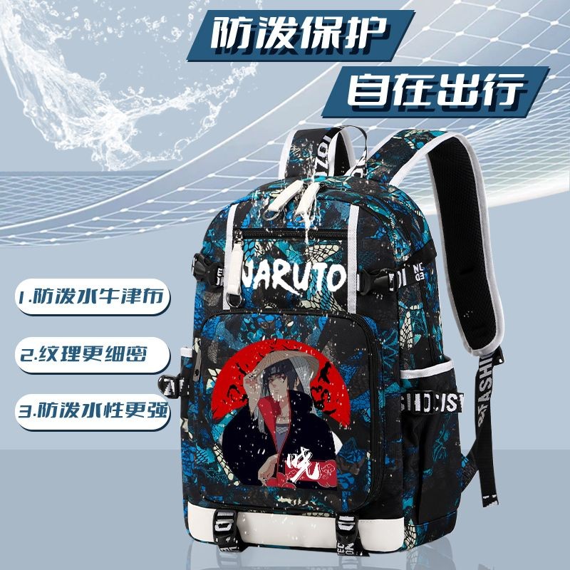 กระเป๋าเป้ Naruto สำหรับเด็กผู้ชาย กระเป๋าเป้สองไหล่สำหรับนักเรียนระดับประถมและมัธยม