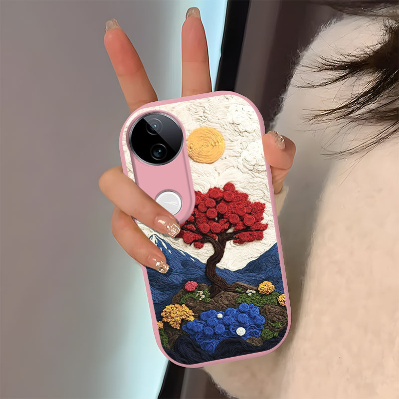 V23E V25PRO Soft Shell X80 X80PRO 5Gพิมพ์RoseเหมาะสําหรับVivo V30Proเคสโทรศัพท์V29 V27 V27Eผู้ชายผู้