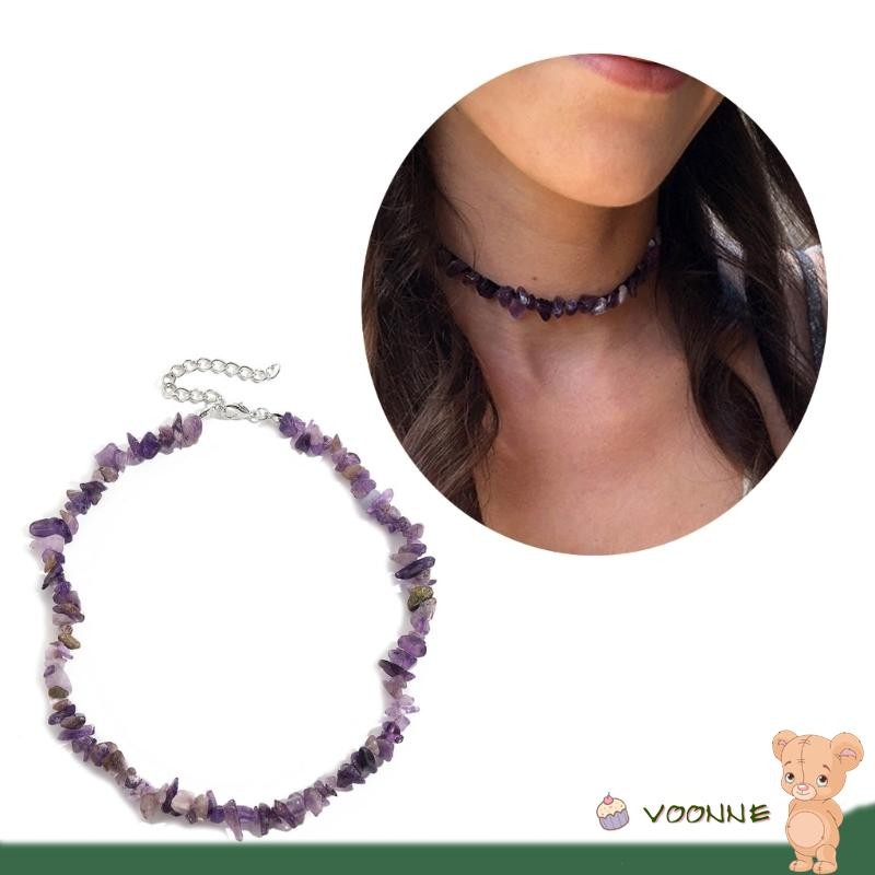 Colorful Natural Stone Choker Bohemia Gravel Beaded Grunge Necklace For Women