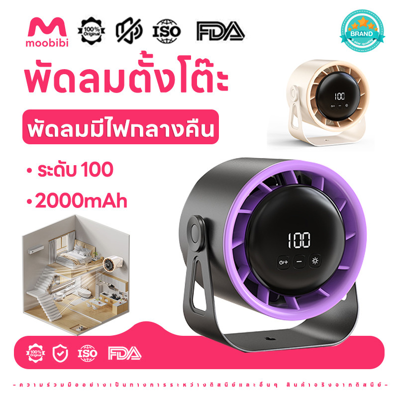 พัดลมตั้งโต๊ะ ปรับความเร็วได้ 100 ระดับ สายUSB เสียงการทำงานเงียบ แบตเตอรี่แบบชาร์จไฟได้ รับประกัน 1