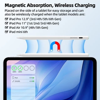 GOOJODOQ ปากกาสไตลัสสําหรับ Pad Pencil Magnetic&Typ-C ชาร์จการเชื่อมต่อบลูทูธปากกาเอียงการปฏิเสธฝ่ามือ