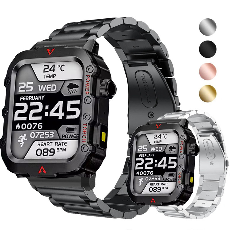 สายนาฬิกาสร้อยข้อมือสําหรับ LAXASFIT 2024 Smartwatch สายสแตนเลสสําหรับ LAXASFIT 2024 สายรัดข้อมือโลห