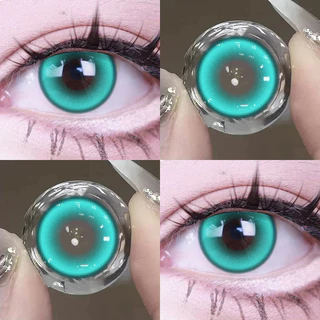 JEWELENS 1 คู่อะนิเมะคอสเพลย์คอนแทคเลนส์สี Cyan นักเรียนฮาโลวีน Softlens