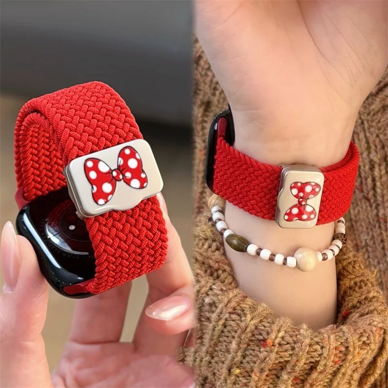 การ์ตูนน่ารัก Bowknot สายแม่เหล็กสําหรับ Apple Watch Band 41 มม.40 มม.42 มม.46 มม.45 มม.44 41 42 Ultra2 49 มม.Correa สําหรับ Iwatch Series 10 9 8 SE 7 6