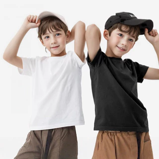 เสื้อยืดเด็กสีพื้นเกรดพรีเมียม ผลิตในไทย ไม่บาง แขนสั้น คอกลม ผ้านุ่ม สัมผัสเบาสบาย ไม่หด Kids T-Shirt