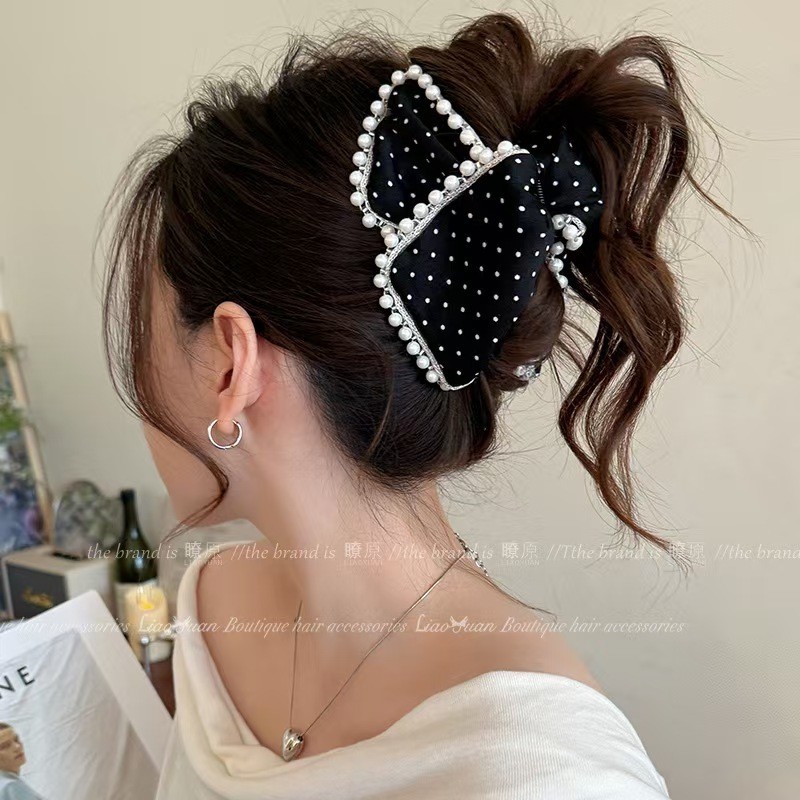 High-End Pearl Polka Dot กิ๊บติดผมหญิงกลับหัวClamp รูปที่ 5