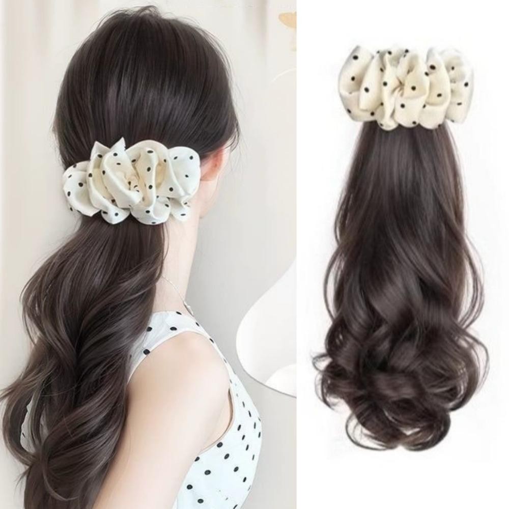 อาร์ แฮร์พีชหางม้า,สไตล์บัลเล่ต์ชั้นสีขาวลายจุดกุทัณฑ์ผมหางม้า,ต่อผมหรูหรายาวสังเคราะห์หยิกหยักวิกผมพรรค - รูปที่ 7