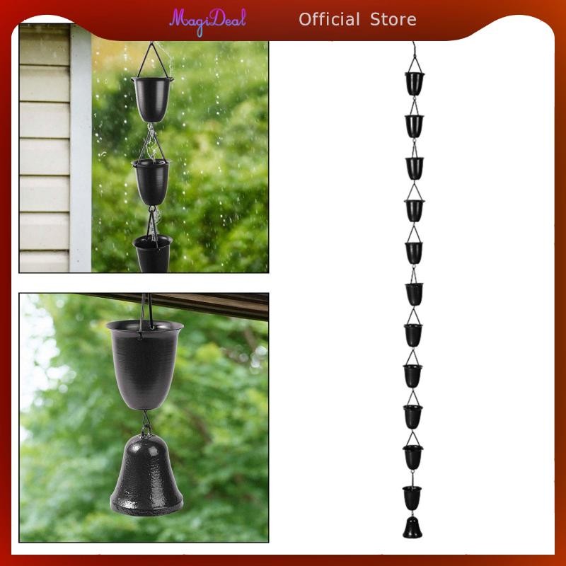 MagiDeal โซ่ฝนสําหรับหลังคารางน้ําถ้วยกลม Yard กลางแจ้งเปลี่ยนรางน้ํา Downspout