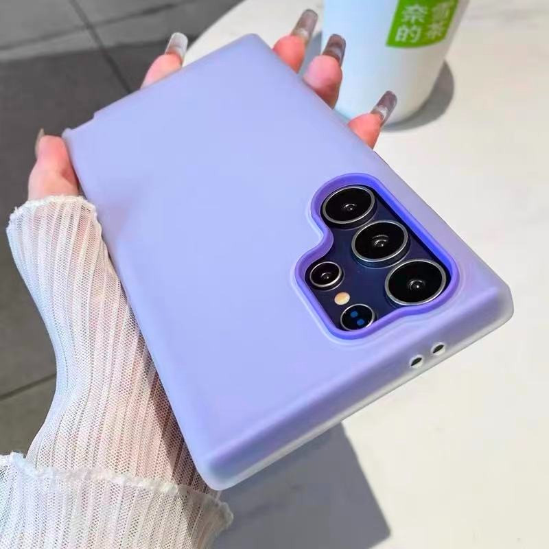 สําหรับ Samsung S25 S24 S23 Ultra Plus FE S21FE เคสกันกระแทก Matte Texture สีทึบ Jelly 2-in-1 Anti ลายนิ้วมือ