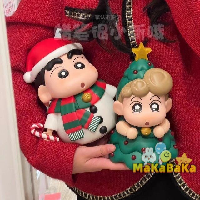 เครยอนชินจังทำมือคริสต์มาสจำกัดมนุษย์หิมะเสี่ยวชินจังต้นคริสต์มาสเสี่ยวกุ่ยตุ๊กตาน่ารักตกแต่งเดสก์ท็อปของขวัญ w62v