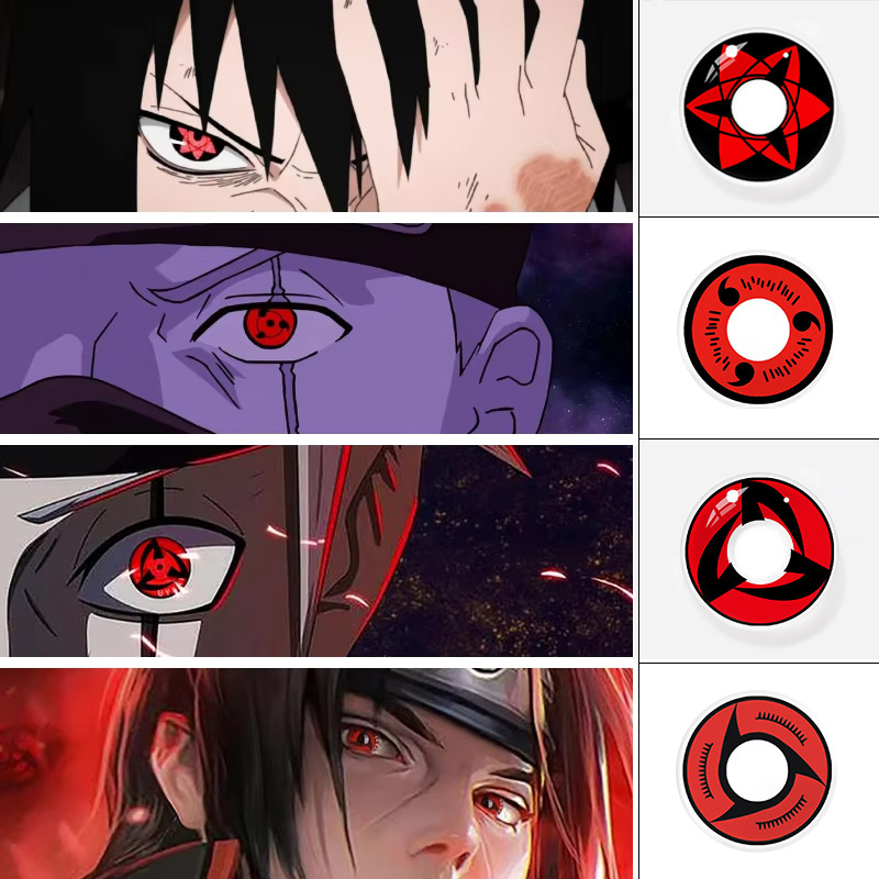 Jewelens 2 ชิ้น/1 คู่สีแดงคอนแทคเลนส์ Naruto Uchiha Sharingan Itachi Sasuke Kakashi Madara คอสเพลย์อะนิเมะอุปกรณ์เสริม