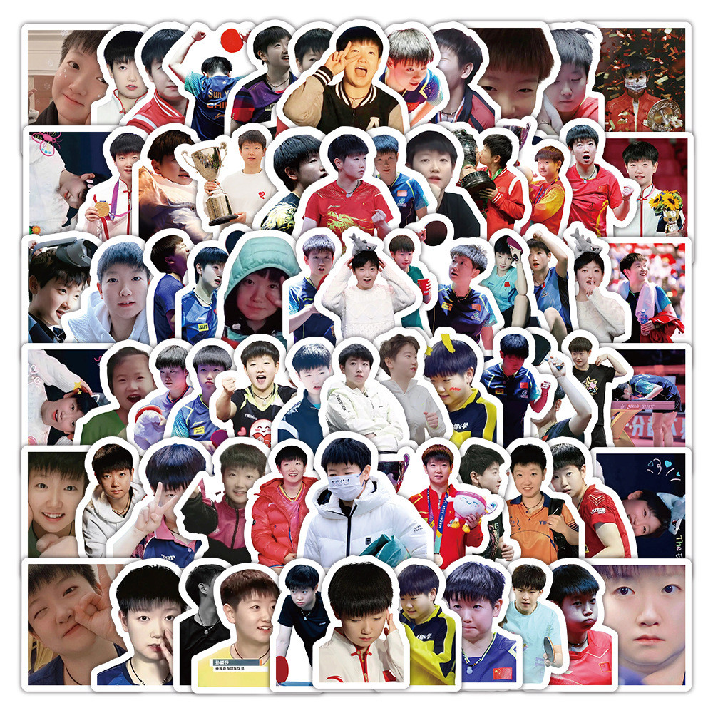 100 ชิ้น Sun Yingsha Wang Chuqin สติกเกอร์เครื่องปิงปองถ้วยน้ําตกแต่งสติกเกอร์กันน้ํา