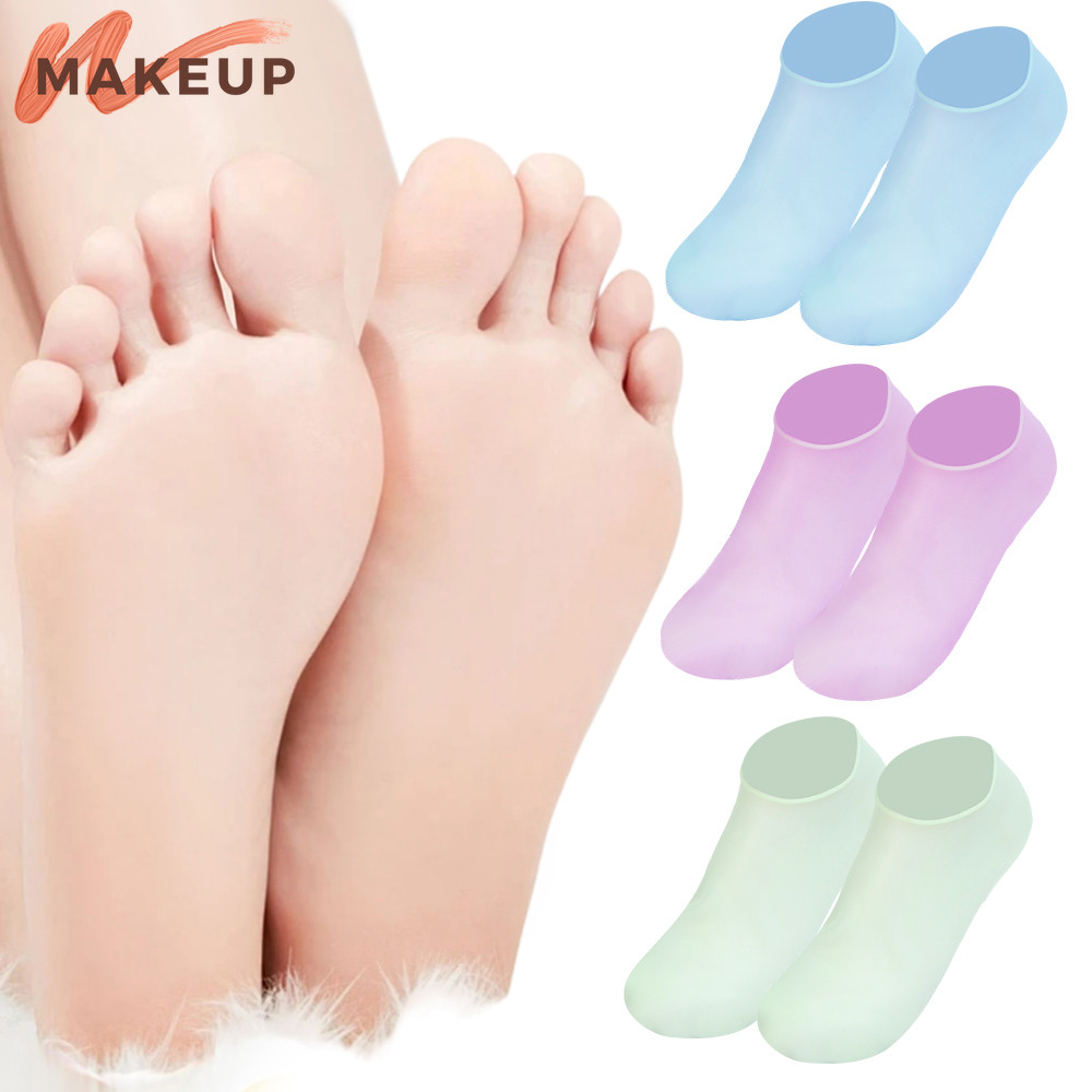 Anti Cracking Exfoliating Foot Mask Cover - สําหรับ Cracked Dead Skin Repairing - ถุงเท้าซิลิโคนให้ความชุ่มชื้น 1 คู่ - นวด Foot Care ถุงเท้าสปา - นํากลับมาใช้ใหม่, ยืดหยุ่น, ระบายอากาศได้