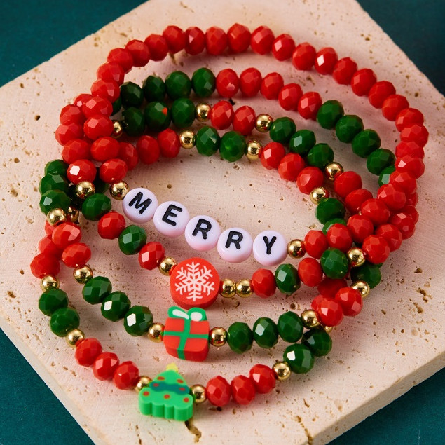 4 ชิ้น 5 ชิ้น Merry Christmas สร้อยข้อมือชุดของขวัญกล่อง Xmas Tree Santa Claus ไข่มุกคริสตัลลูกปัดสร้อยข้อมือผู้หญิงแฟชั่นเครื่องประดับ Party Favour เกล็ดหิมะที่มีสีสัน Elk