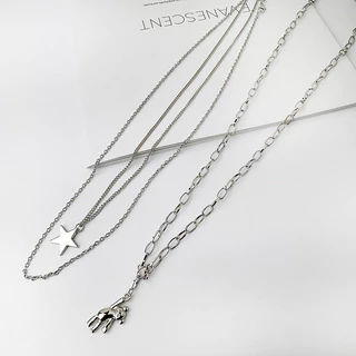 พร้อมส่ง สร้อยคอ ได้3เส้น สไตล์แร๊ปเปอร์ เครื่องประดับ แฟชั่น สไตล์ Y2k N189