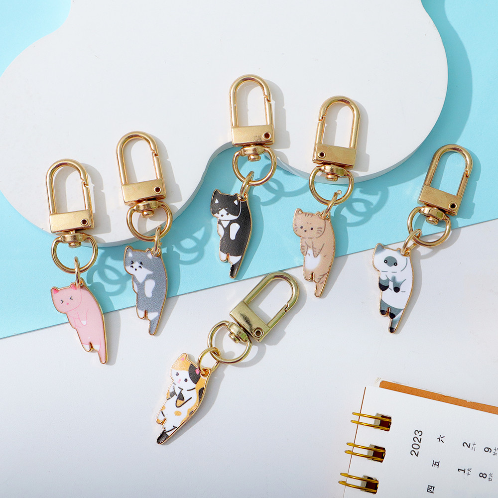 Kawaii เคลือบการ์ตูนแมวแหวนน่ารักลูกแมวจี้พวงกุญแจหูฟังกระเป๋าถือ DIY เครื่องประดับของขวัญ