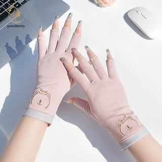 [GOOY] 1 คู่ถุงมือเล็บ UV ถุงมือเจล UV Fingerless เล็บเล็บเครื่องมือศิลปะโคมไฟ LED เล็บเครื่องเป่ารังสีมือ TH