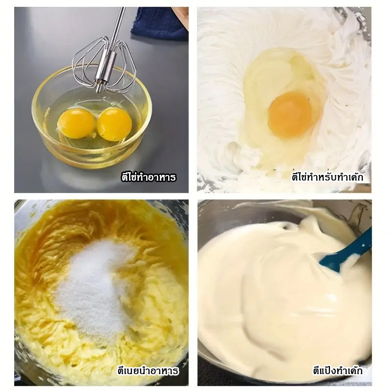 litai ตะกร้อตีไข่ ที่ตีไข่สแตนเลส ที่ตีฟองนม ที่ตีฟองกึ่งอัตโนมัติแบบมือกด แบบสปริง - รูปที่ 2