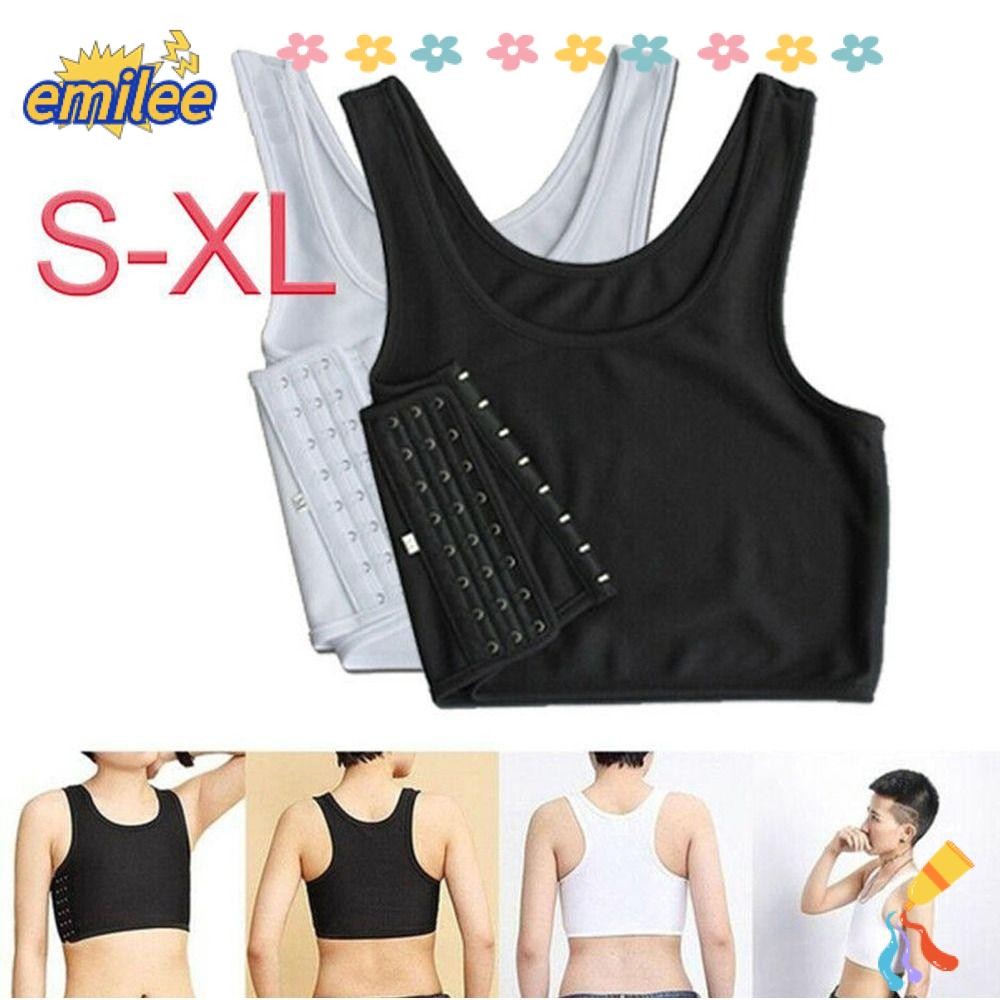 Emilee เสื้อกล้าม,เสื้อกั๊กแบนเต้านมเลสเบี้ยนทอมชุดกระชับสัดส่วน,รัดตัว Trans เลสเบี้ยน M-3XL Breast Binder