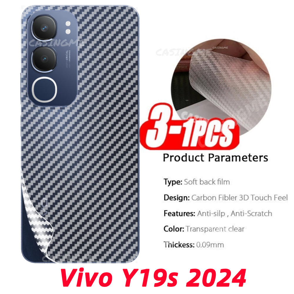 Vivo Y19s 2024 3D กลับคาร์บอนไฟเบอร์โทรศัพท์หน้าจอฟิล์มด้านหลังสําหรับ Vivo Y19s VivoY19s Y 19s Y19 