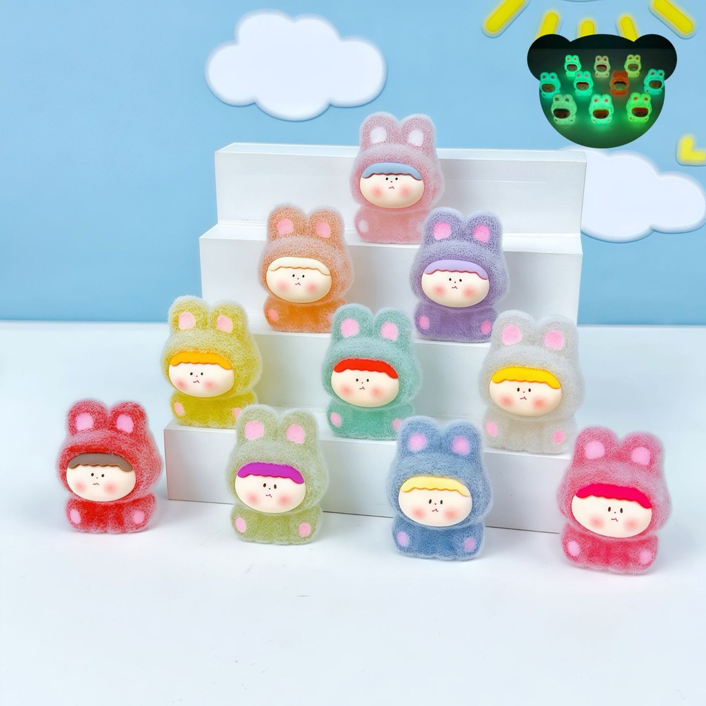 10ชิ้นส่องสว่างกํามะหยี่กระต่ายเรซิ่นเสน่ห์สําหรับ ทําเอง 30*24*21มิลลิเมตร(4-340)