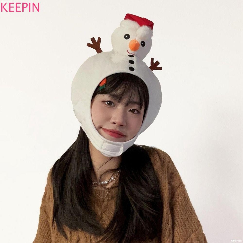 Keepin หมวกต้นคริสต์มาส, หมวกคริสต์มาส Reindeer Snowman, หมวกขนมปังขิงน่ารัก Man Plush หมวกซานตาคลอสตกแต่งปีใหม่