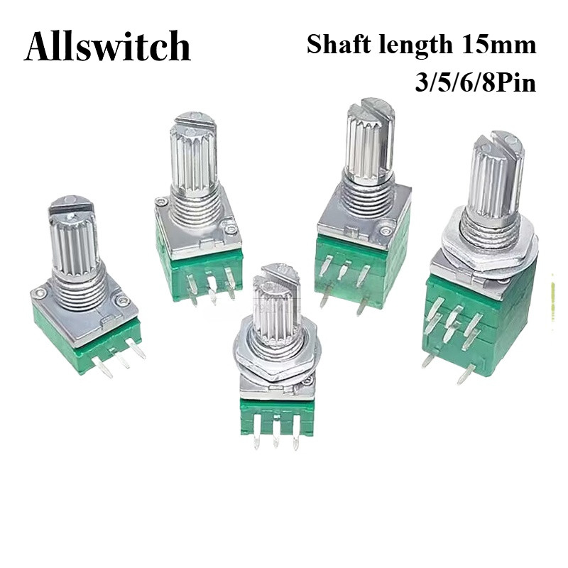 5pcs RK097N/RV097G Potentiometer 3Pin 5Pin 6Pin 8Pinอุตสาหกรรมสวิทช์RK097 RK097N B5K/10K/20K/50K/100Kสวิทช์เสียงเพลา 15 มม.เครื่องขยายเสียงซีล