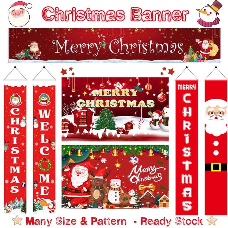Merry Christmas ฉากหลังแบนเนอร์คริสต์มาส Santas Snowman ELk พื้นหลังคริสต์มาสสวัสดีปีใหม่ 2025 Party Banner Decor