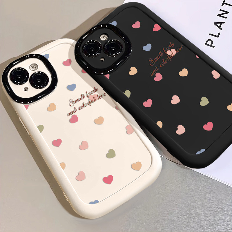 สนุกแฟชั่นที่มีสีสัน Love Heart เคสโทรศัพท์สําหรับ IPhone 7 8 8Plus 11 12 13 1614 16 15 Pro Max X XS XR SE 2020 รวมทุกอย่างซิลิโคนปกหลัง