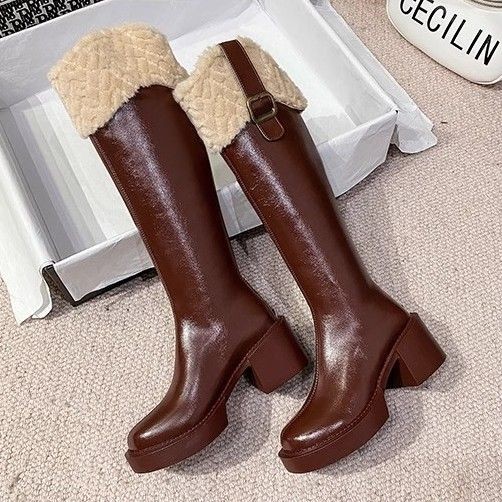 เทรนด์ Mi Mid-Tube Boots Boots Slip-On Casual สไตล์ญี่ปุ่น Anti