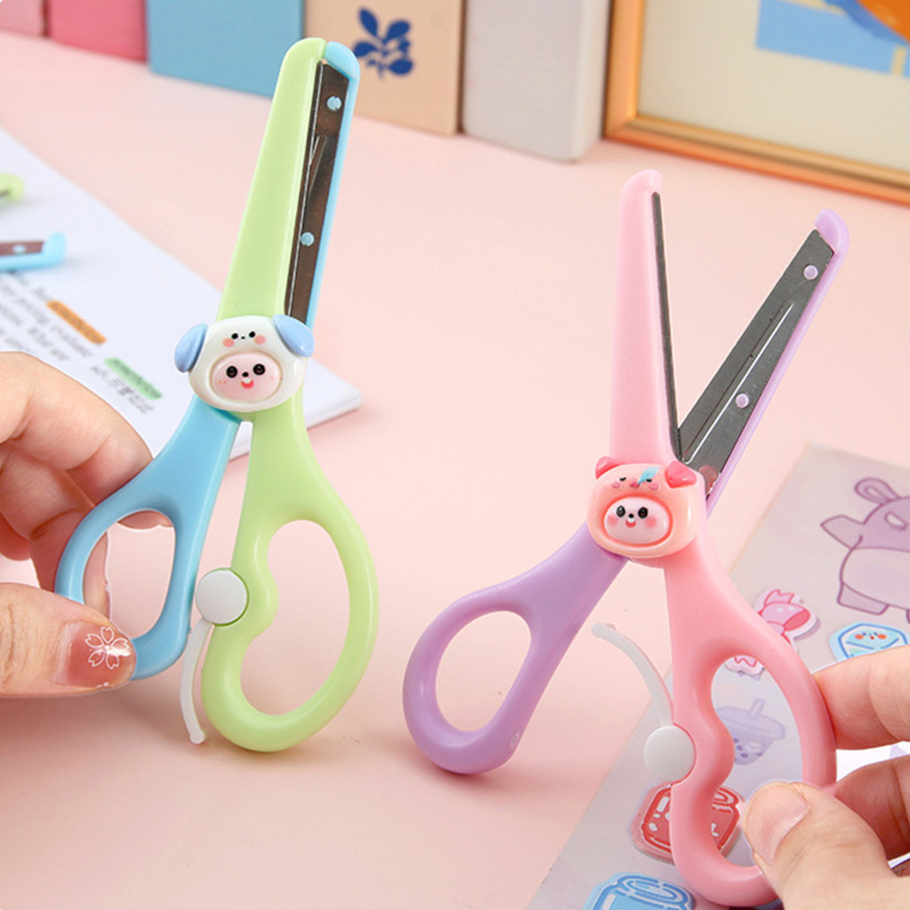 กรรไกรพลาสติก สีลูกกวาด สำหรับกระดาษตัด ทำมือ DIY กรรไกรสแตนเลส กรรไกรตัดกระดาษขนาดเล็ก การ์ตูนน่ารัก - รูปที่ 5