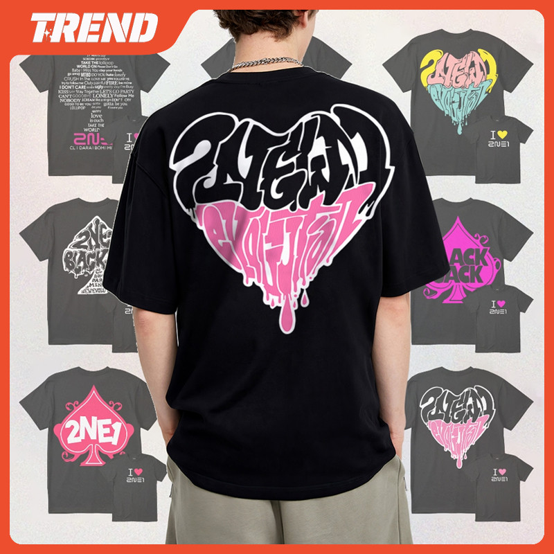 2ne1 ยินดีต้อนรับ Back Merch ผ้าฝ้ายเสื้อยืด Unisex Vintage เกาหลี Street หลวมพิมพ์แขนสั้น Top Plus ขนาดเสื้อลําลองฤดูร้อน Tee