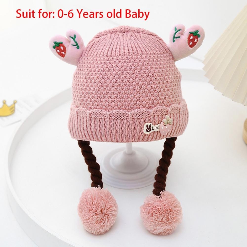 ปิตาชิโอ หมวกสวมหัว, ถักหนา ฝากระโปรง หมวก, วิกผม ผมเปีย ฤดูหนาวที่อบอุ่นทารกแรกเกิดป้องกันหูหมวกกลางแจ้ง