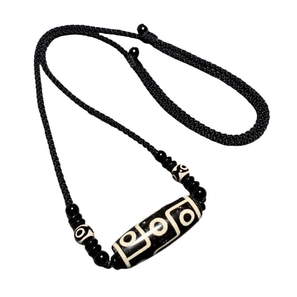 Agate ทิเบตเก้าตา Dzi จี้สร้อยคอ Retro สร้อยคอผู้ชายผู้หญิง Wenwan เครื่องประดับ AB คุณภาพ 012.08