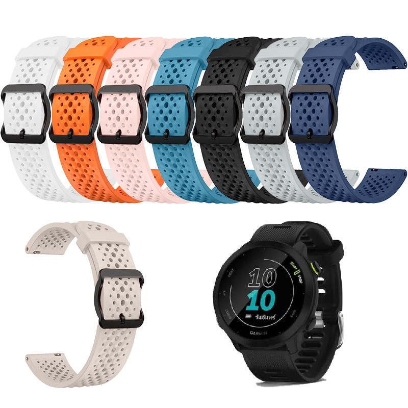 สายนาฬิกาซิลิโคน สายนาฬิกาดีไซน์ใหม่ 20 มม. เหมาะสำหรับ Garmin Forerunner 55